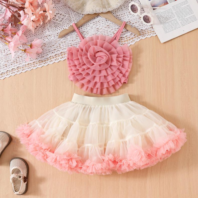 Rosette Princess Tulle Skirt Set