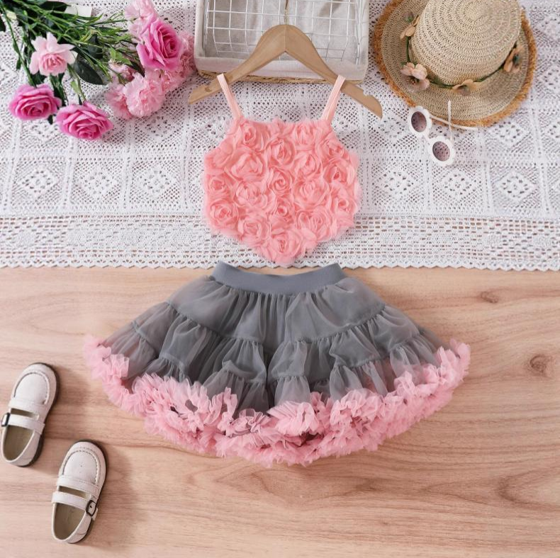 Rosette Princess Tulle Skirt Set