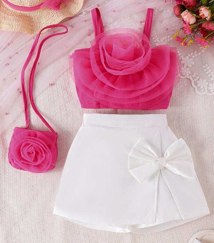 Pink Blossom Skirt Set